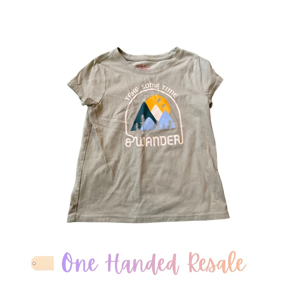 ποΈ Cat & Jack Light Olive Green 'Wander' Mountain Graphic Tee XS (4/5)